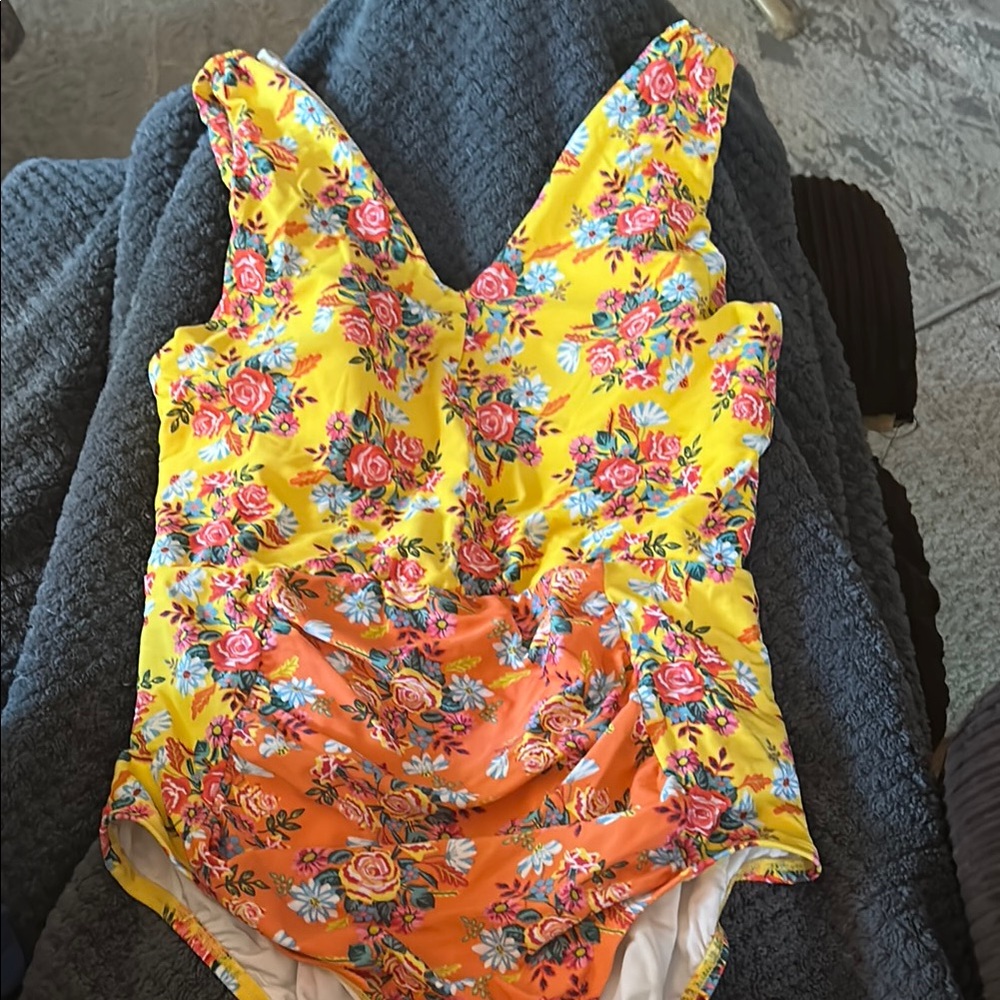 Matilda Jane Yellow and Orange Floral One Piece Swimsuit